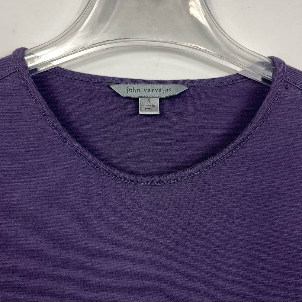 JOHN VARVATOS STRIATED CREWNECK SLIM FIT T-SHIRT K1762S3-AZJ3 PURPLE PLUM S - Picture 7 of 13